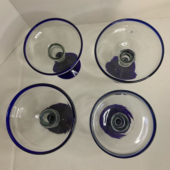 Blue Rimmed Glass Margarita Set - Picture 4 of 9
